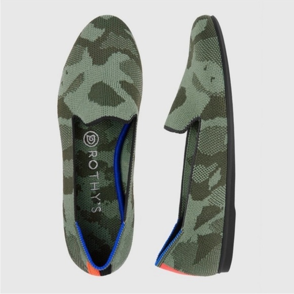 ROTHY’S The Loafer In Retired Discontinued Print Olive Camo Knot Loafers Flats - Picture 4 of 13